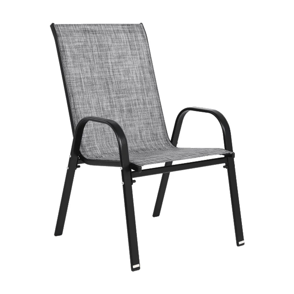 4 Piece Patio Chairs, Outdoor Camping Chairs with Breathable Textilene Fabric, Set of 2 Garden Chairs with Armrest High Backrest for Garden Patio Pool Beach Yard Space Saving ( Brown)