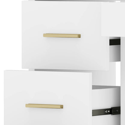 Uforic Makeup Vanity Desk with Mirror & Lights, Vanity Desk with 4 Drawers & Storage Shelves - White