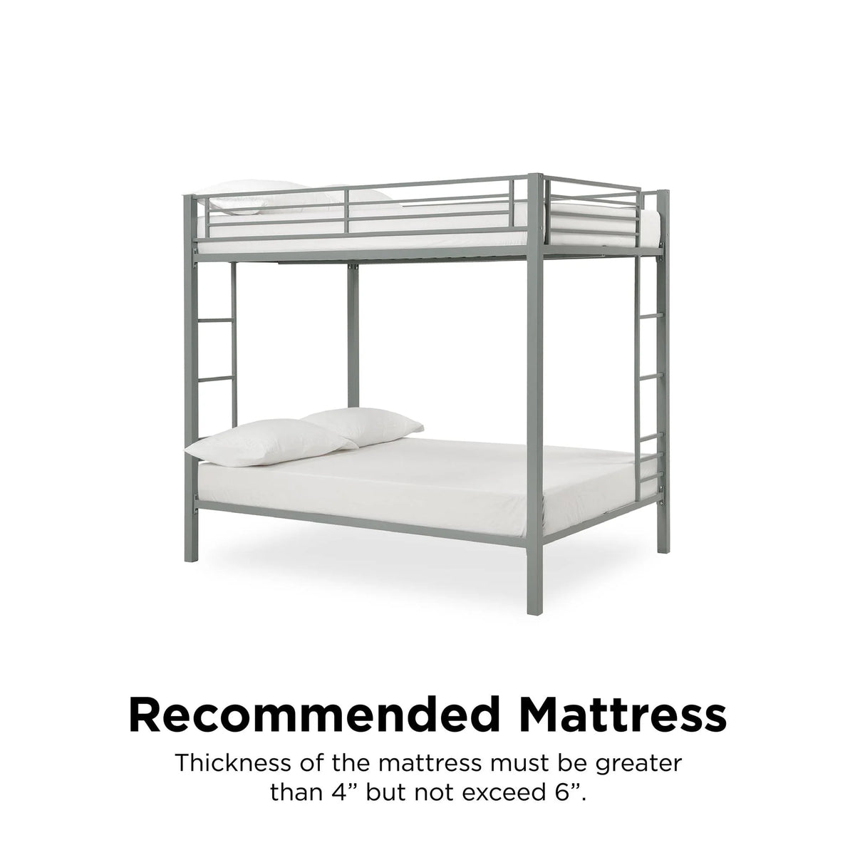 DHP Sidney Full over Full Metal Bunk Bed, Silver