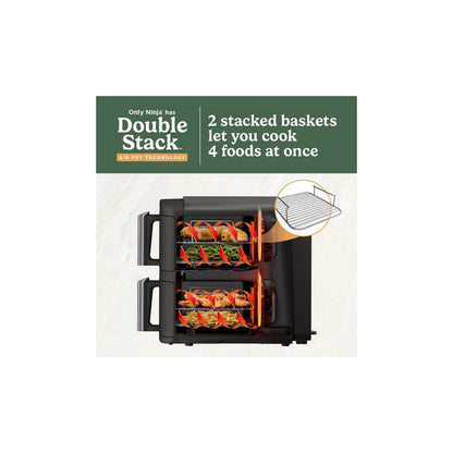 Ninja DoubleStack XL 2-Basket Air Fryer, DoubleStack Technology Cooks 4 Foods at Once, Space Saving Design, 10 QT, 4-in-1, Smart Finish & Match Cook, SL400