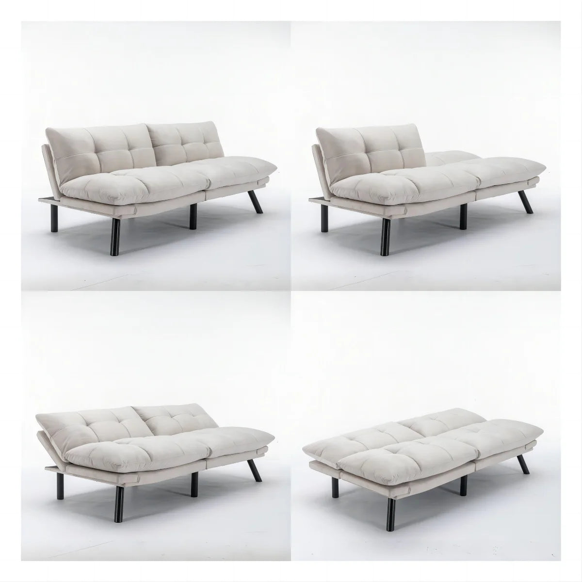 PAPROOS Convertible Sofa Bed, Folding Futon Sofa Bed, Upholstered Sofa Bed Couch, Loveseat Sleeper Sofa for Small Space, Apartment, Living Room, Cream
