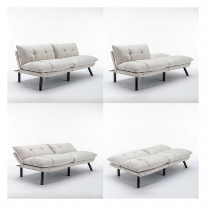 PAPROOS Convertible Sofa Bed, Folding Futon Sofa Bed, Upholstered Sofa Bed Couch, Loveseat Sleeper Sofa for Small Space, Apartment, Living Room, Cream