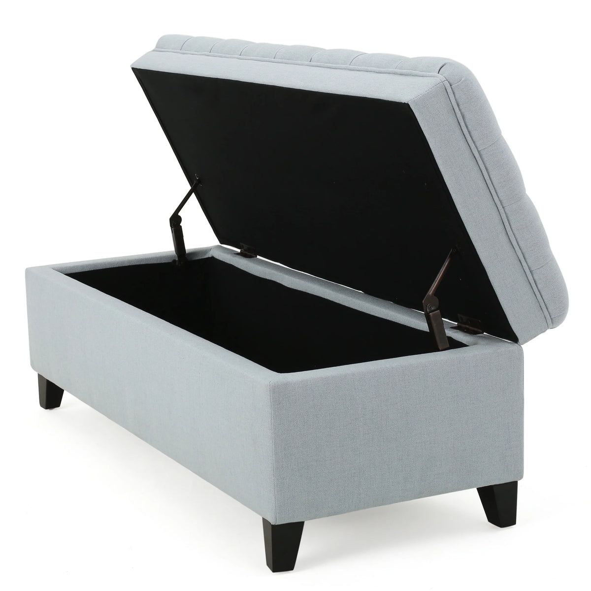 Noble House Hampton Contemporary Fabric Upholstered Storage Ottoman, White and Blue Floral