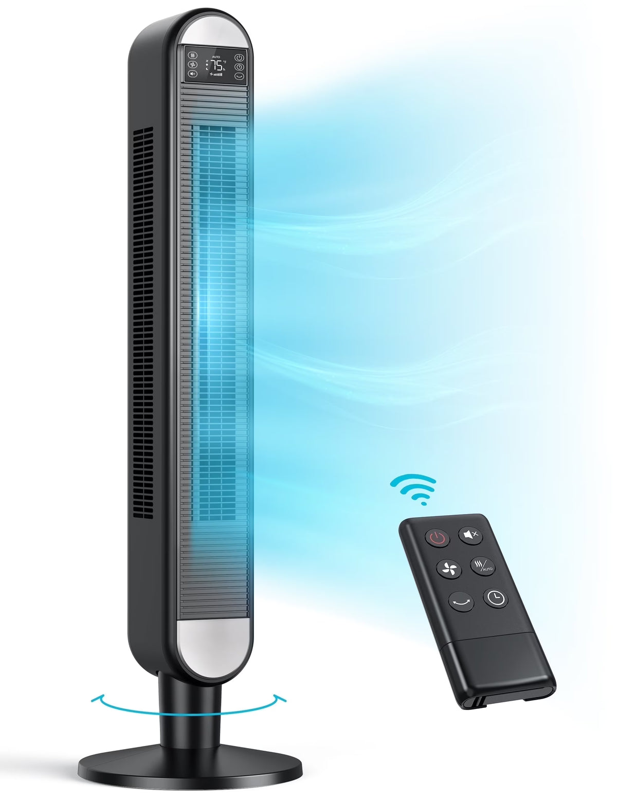 Dreo Tower Fan for Home, 42" Standing Fan with Remote, 90�� Oscillating Fan for Indoors, 34dB Quiet Bedroom Fans, 6 Speeds, 4 Modes, 12H Timer, Bladeless Fan with LED Display, 26 ft/s High Velocity