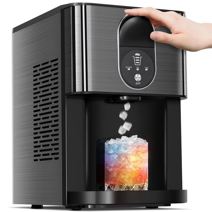 Auseo Ice Maker Countertop with Soft Chewable Ice, 44 Lbs/24H, Self-Cleaning, One-Click Operation for Home/Party(Black)