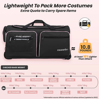 Fegat Dance Bag with Garment Rack - 28"Collapsible Rolling Competition Dance Duffle Bag Lightweight Costume Wheeled Suitcase for Dancers Shows Livestreamer Athletes