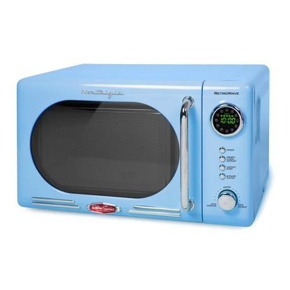 Nostalgia Retro Compact Countertop Microwave Oven - 0.7 Cu. Ft. - 700-Watts with LED Digital Display - Child Lock - Easy Clean Interior - Orange