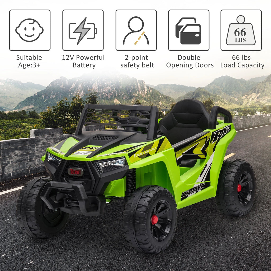 TOBBI 12V Kids Electric off-Road UTV Truck Car Battery Powered Ride on Toys for Girls with LED Headlights, Music, Horn
