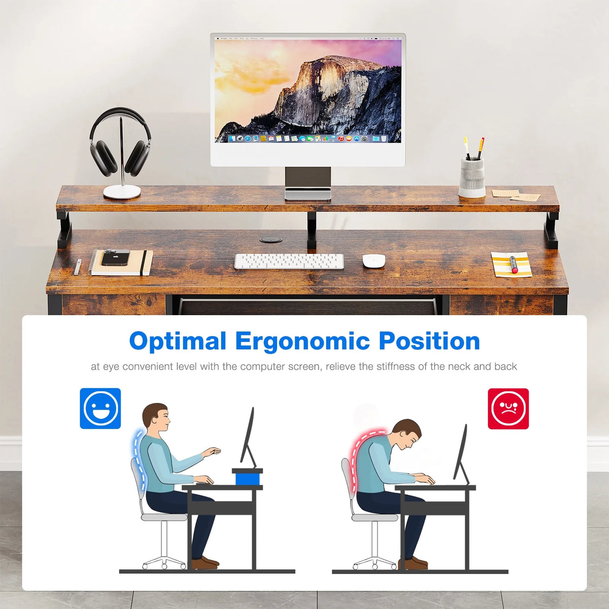White Computer Desk with Drawers for Storage - 48 inch Home Office Desk with 8 Fabric Drawers, Writing Study Desk with Drawers on Both Sides for Bedroom
