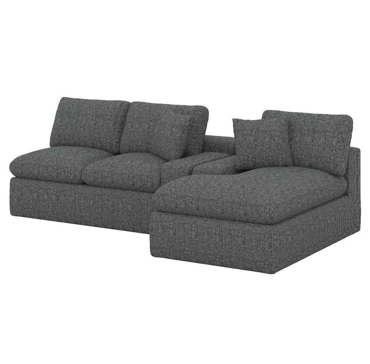 BEBPILOO Modular Chenille 107.9" Sofa with Flexible Configuration, Double - Layer Cushions, Deep Seating & Side Storage Pockets, Full-compressed Sofa for Living Room, Gray