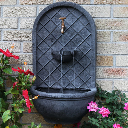 Sunnydaze Messina Polystone Outdoor Solar Wall Fountain, Bronze
