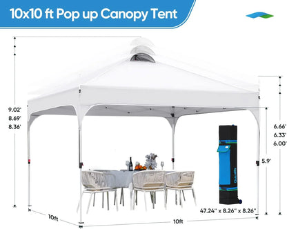 Quictent 10x10 Pop up Canopy TentPortable Instant Shelter with Vent, Ez up Canopy with Reflective Top and Fluorescent Rope
