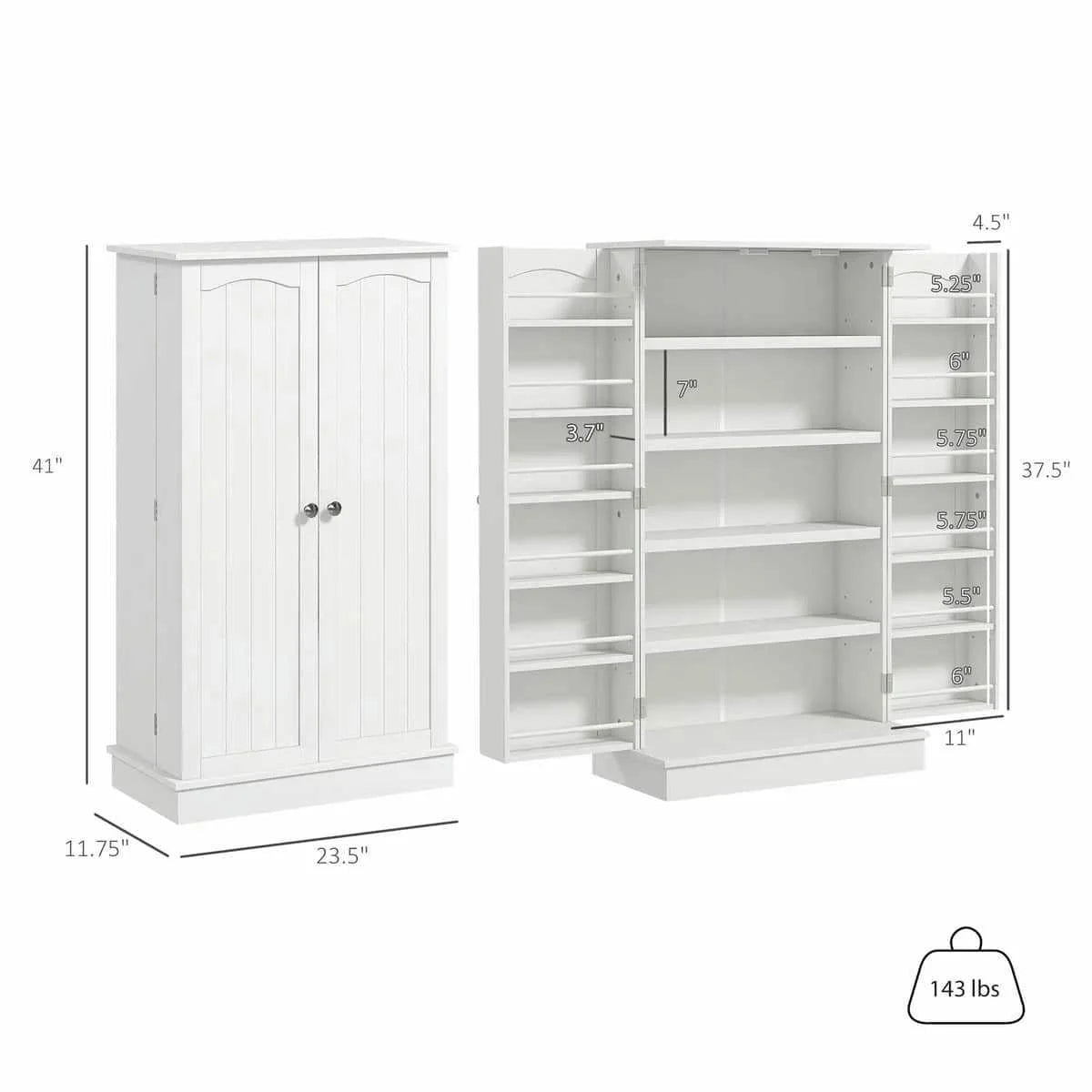 Spaco 17-Tier Kitchen Small Pantry Cabinet with 2 Doors and 6 Adjustable Shelves, Cabinet Pantry, Freestanding 5-Tier Shelving Pantries for Kitchen Storage, Gray