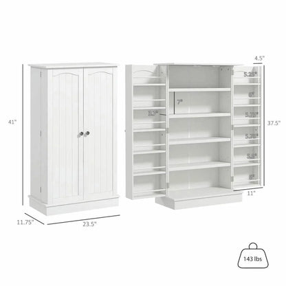 Spaco 17-Tier Kitchen Small Pantry Cabinet with 2 Doors and 6 Adjustable Shelves, Cabinet Pantry, Freestanding 5-Tier Shelving Pantries for Kitchen Storage, Gray