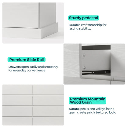 Linsy Home Modern Wood Dressers for Bedroom, Wide Chest of 9 Drawers, White