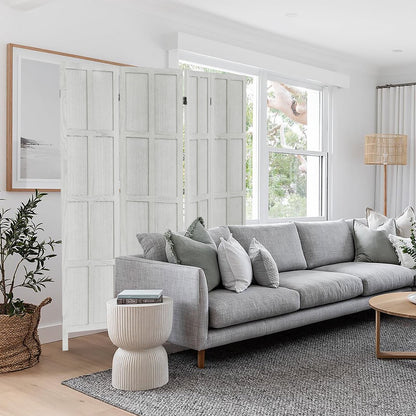 Aletheiawu 4 Panel Room Divider Wall and Folding Privacy Screens��No Installation Required��White