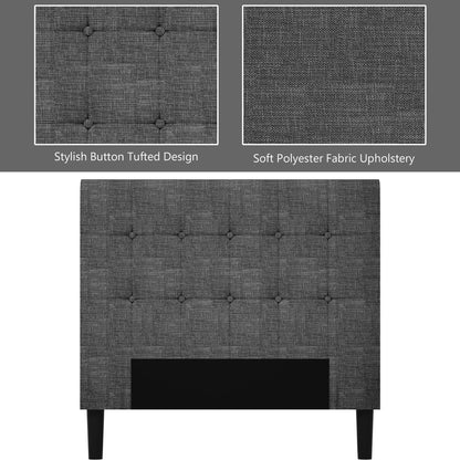 Costway Twin Upholstered Bed Frame Button Tufted Headboard Mattress Foundation Grey