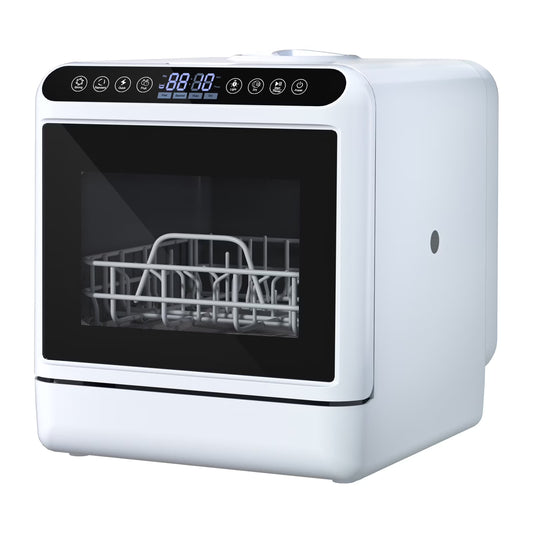 Xinwanna Portable Dishwasher with 5L Water Tank, 6 Functions Automatic Smart Countertop Dishwasher with 5 Place Settings, 2-Tier, 3-Spray Arm, Air-Dry Function Dish Washer for Apartments& RVs