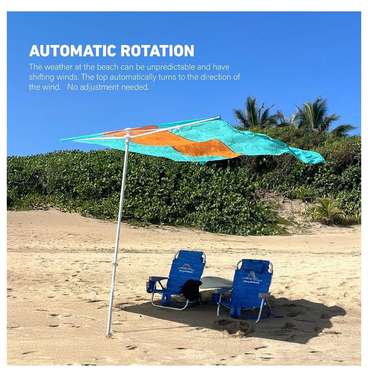 Flow Shade Beach Tent Wind Sun Canopy Portable Easy Set Up UPF 50+ No Assembly Requires 3-30 MPH - 1 to 4 People - 8 Foot X 8 Foot Fabric Top