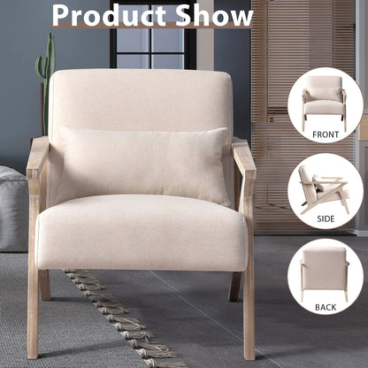 Bonzy Home Mid Century Accent Chair, Single Sofa Armchair for Living Room, Bedroom, Balcont,Beige