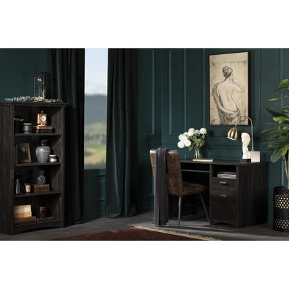 Gascony 4-Shelf Bookcase-Rubbed Black-South Shore