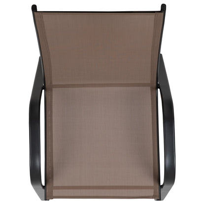 Emma + Oliver 4 Pack Gray Outdoor Stack Chair with Flex Comfort Material - Patio Stack Chair