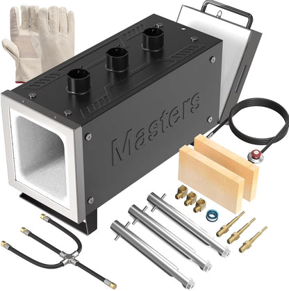 MMasters Portable Propane Forge, 2-Burner 2600��F Blacksmithing Forge for Knife Making, Metalworking, Horseshoe Forging, Gas Welding Kit