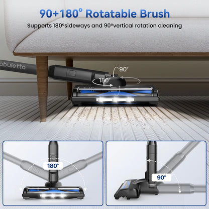 Lazyswan Cordless Vacuum Cleaner 35KPA Self-Standing Stick Vacuum 50min 400W Vac for Home Pet Hair Car Carpet Hardwood Floor, Black