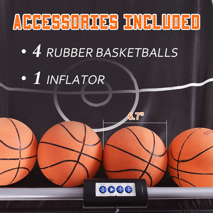 Costway Dual LED Electronic Shot Basketball Arcade Game with 8 Game Modes 4 Balls Foldable Grey