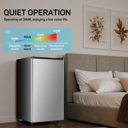 Sybels 3.2 Cu.Ft Mini Fridge with Freezer, Compact Single Door, Adjustable Thermostat & Low Noise, Perfect for Bedroom, Dorm, Office, Black