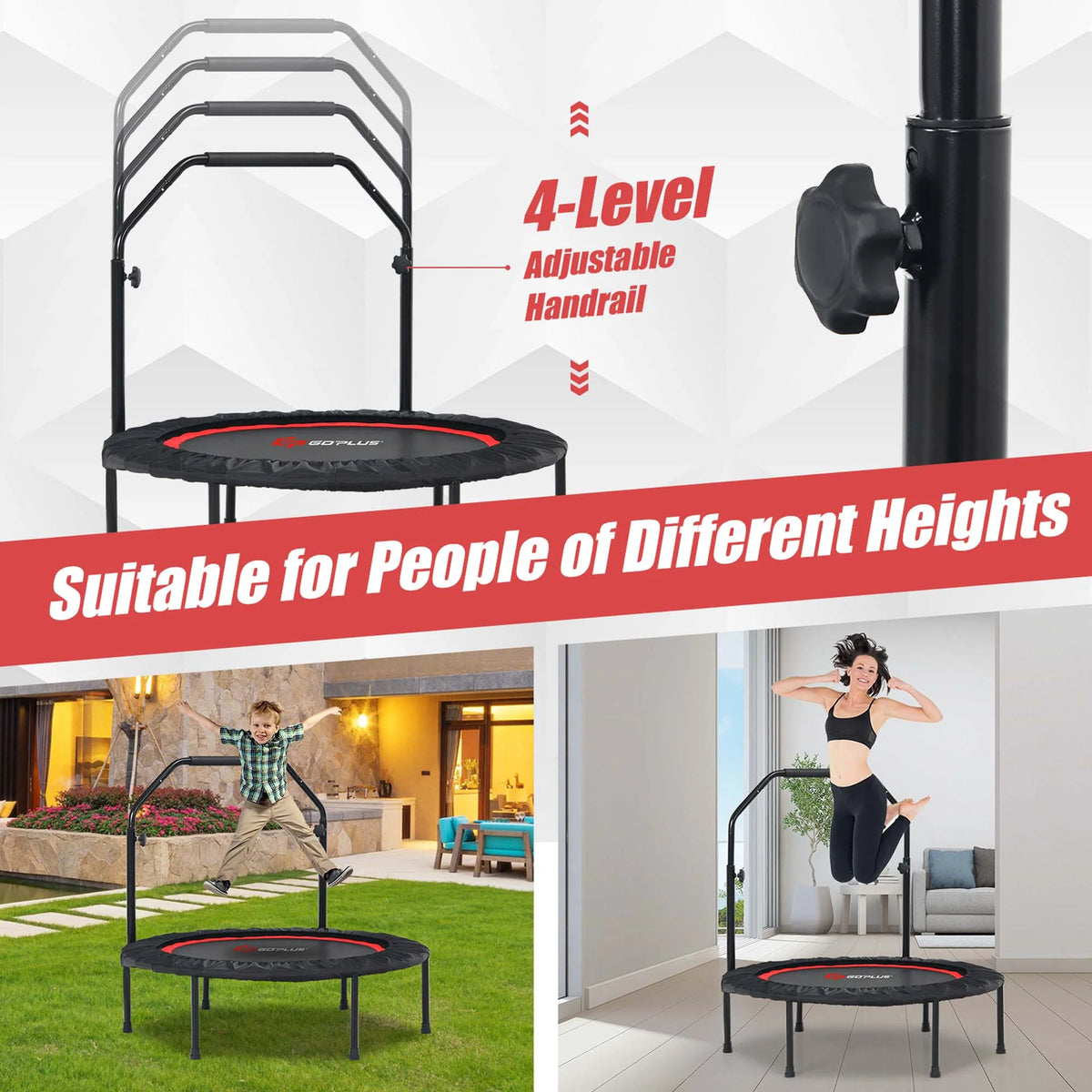 Costway 40'' Foldable Trampoline Fitness Rebounder with Resistance Bands Adjustable Home Green