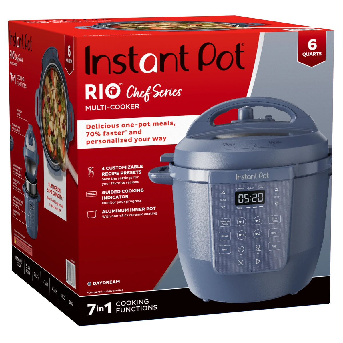 Instant Pot 6Qt RIO Chef Series 7-in-1 Multi-Cooker, Pressure Cooker, Slow Cook, & More, Black