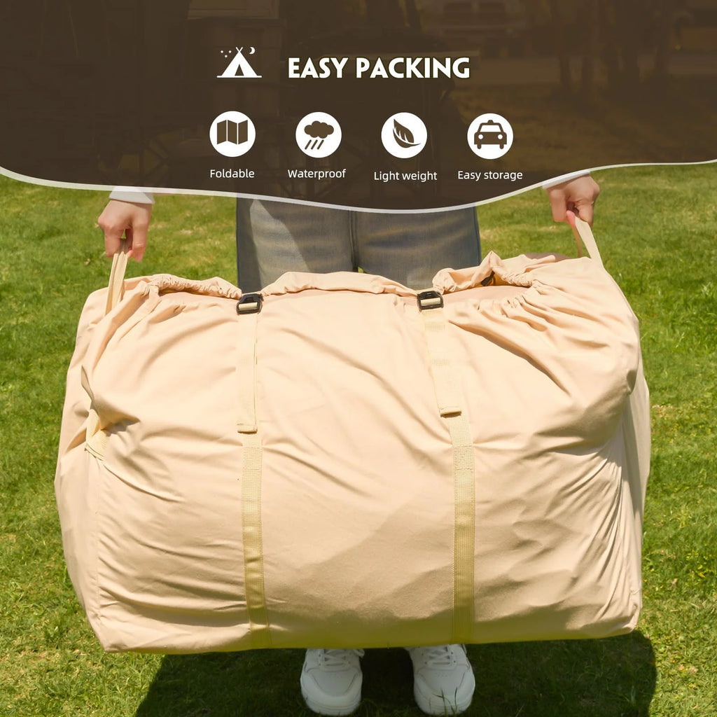 Erommy 3-4 Person Inflatable Tents for Camping with Large Rainproof Cover, Blow-Up Tent with Hand Pump, Easy Setup Tent House, Air Tent for Camping Adult,Beige