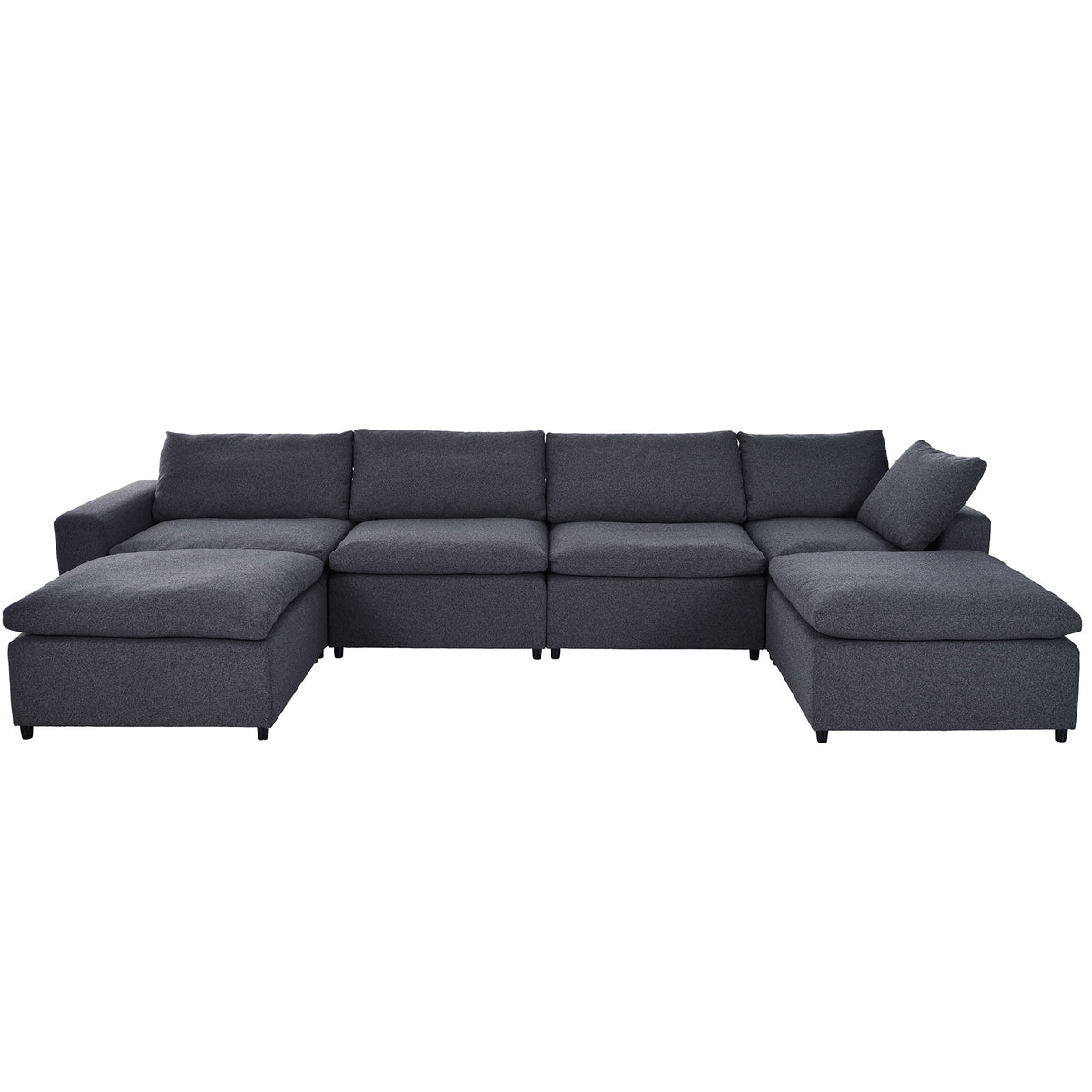 Harper & Bright Designs Convertible Modular Sectional Sofa with 2 Removable Ottomans & Pillows, Large U Shape Cloud Couch with Reversible Chaise for Living Room, Grey