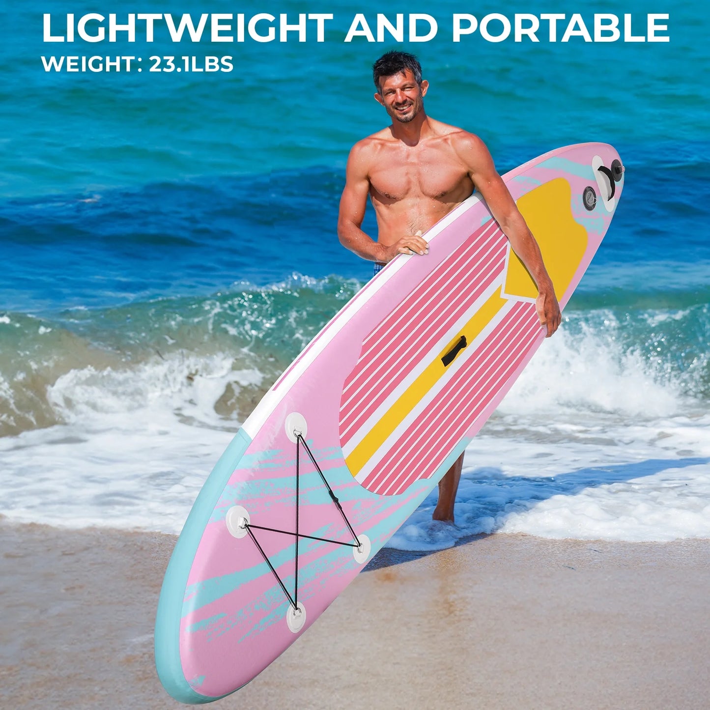 LAZY BUDDY 10ft Inflatable Stand Up Paddle Board with Premium SUP Accessories, Non-Slip EVA Deck, for Adults & Youth of All Skill Levels