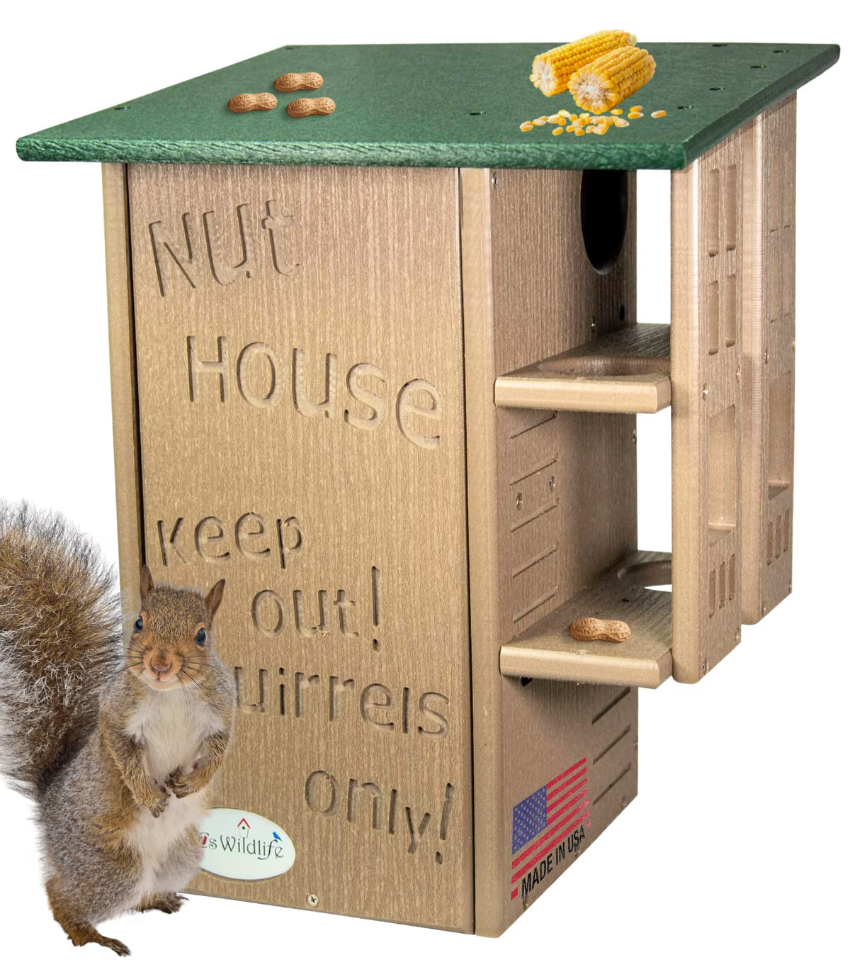 JCs Wildlife Ultimate Squirrel House Nesting Box (Blue/Gray) - A Perfect Home for Squirrels!
