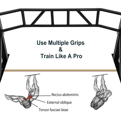 Docooler 47" Pull Up Bar Wall Mounted Multi-Grip w/Hangers for Punching Strength Training