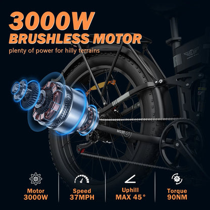 Dual Motor PEAK 3000W Electric Bike for Adults,31mph 48V 23Ah Electric Bicycle,26" Fat Tire Mountain Bike UL2849