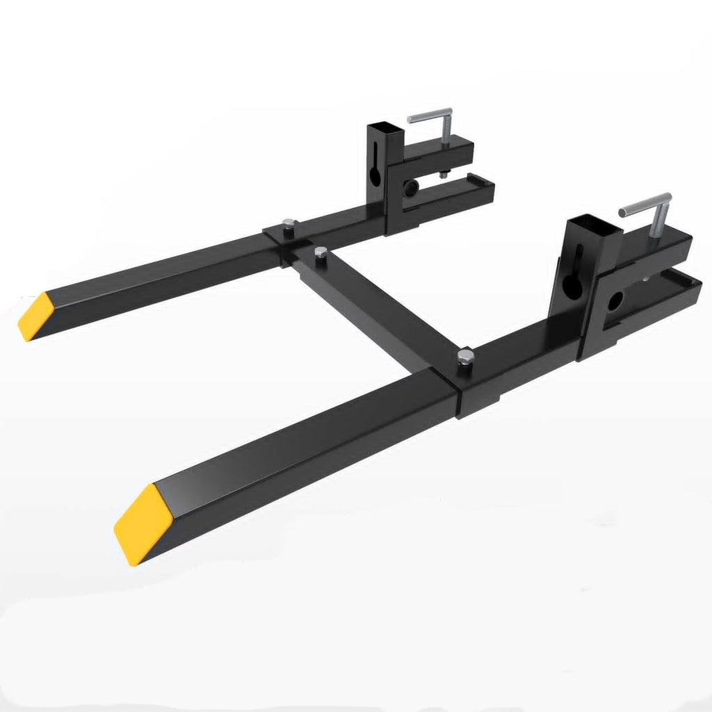 RVNI Tractor Attachment 2000lbs Pallet Forks 60" Clamp on HD with Adjustable Stabilizer Bar for Loader Bucket Skidsteer Forks