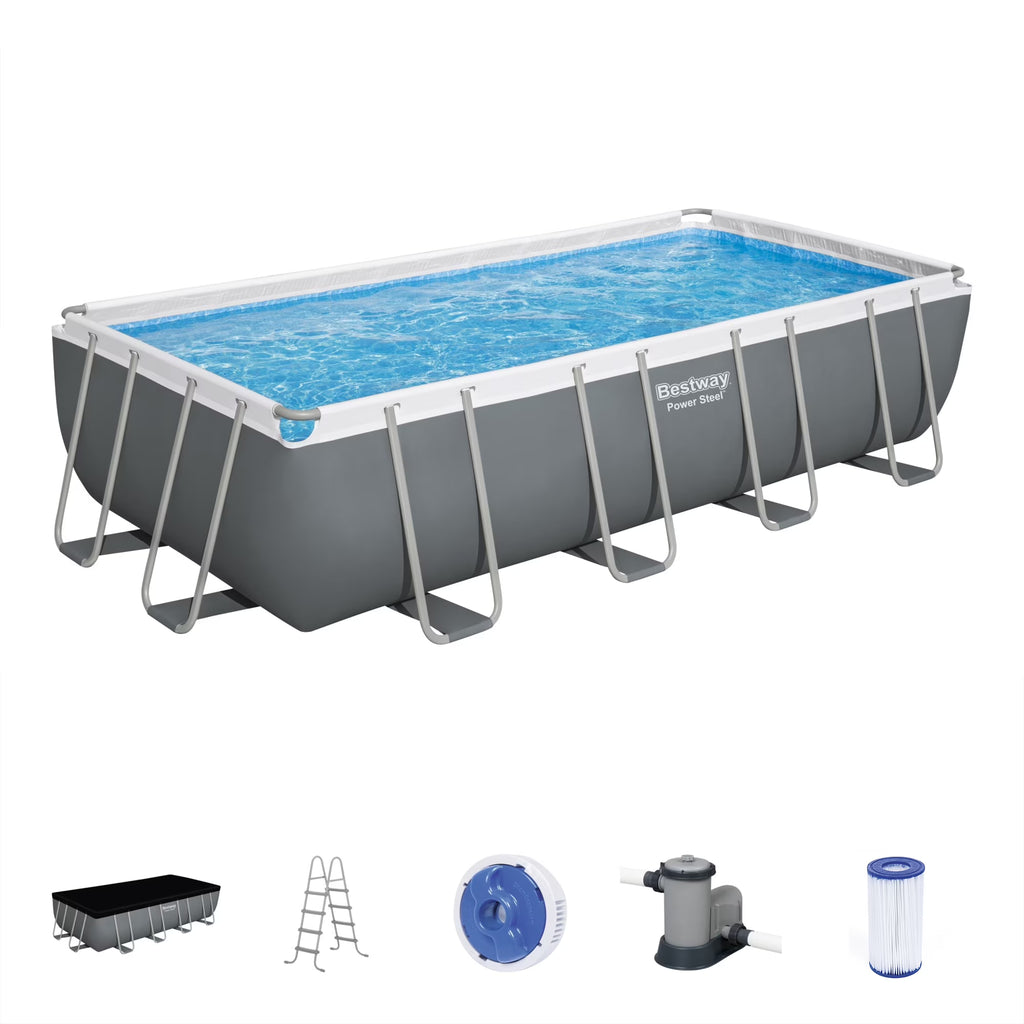 Bestway 24' x 12' x 52" Rectangular Frame Above Ground Swimming Pool Set