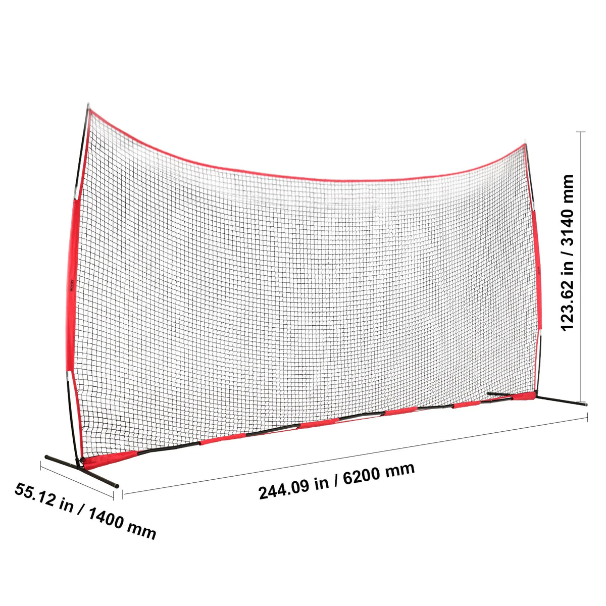 VEVOR Barricade Backstop Net, 20x10 ft Ball Sports Barrier Netting, Portable Practice Equipment with Carry Bag, Protection Screen for Baseball Softball Lacrosse Soccer Hockey Training, for Backyard