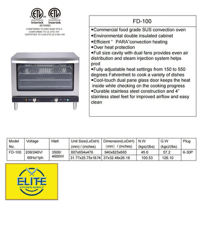 37in. Full Size Countertop Convection Oven, Commercial Oven, 208-240V NSF