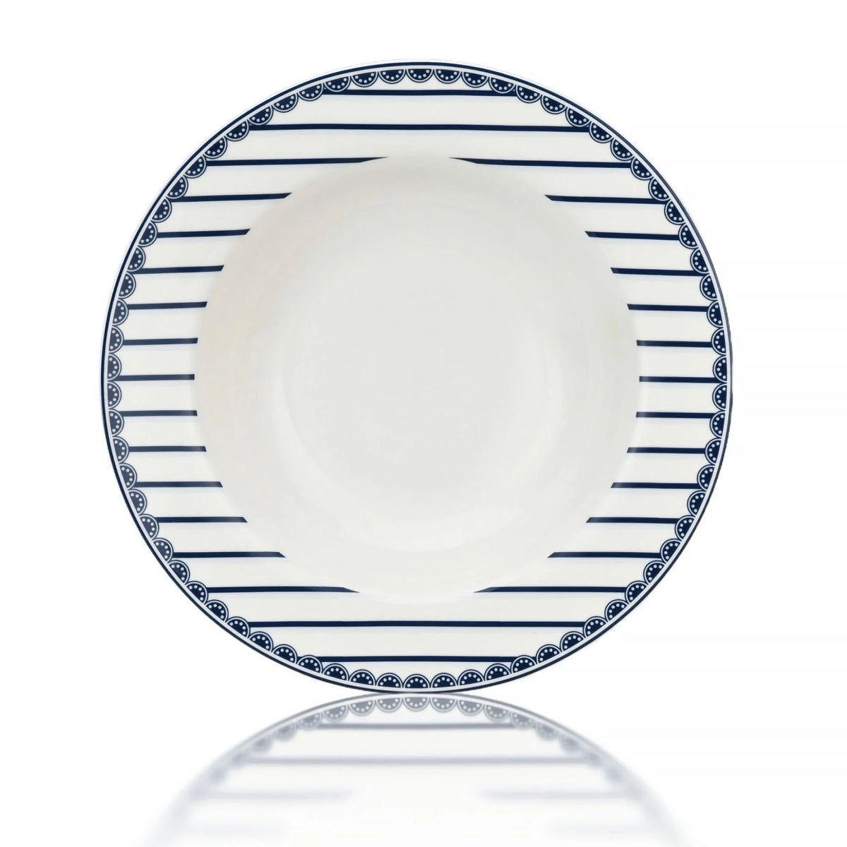 STP GOODS Melodie de Fleurs Bone China Dinnerware Set of 24 Service for 6 24-Piece Dish Set of Plates and Bowls, Blue Gold White