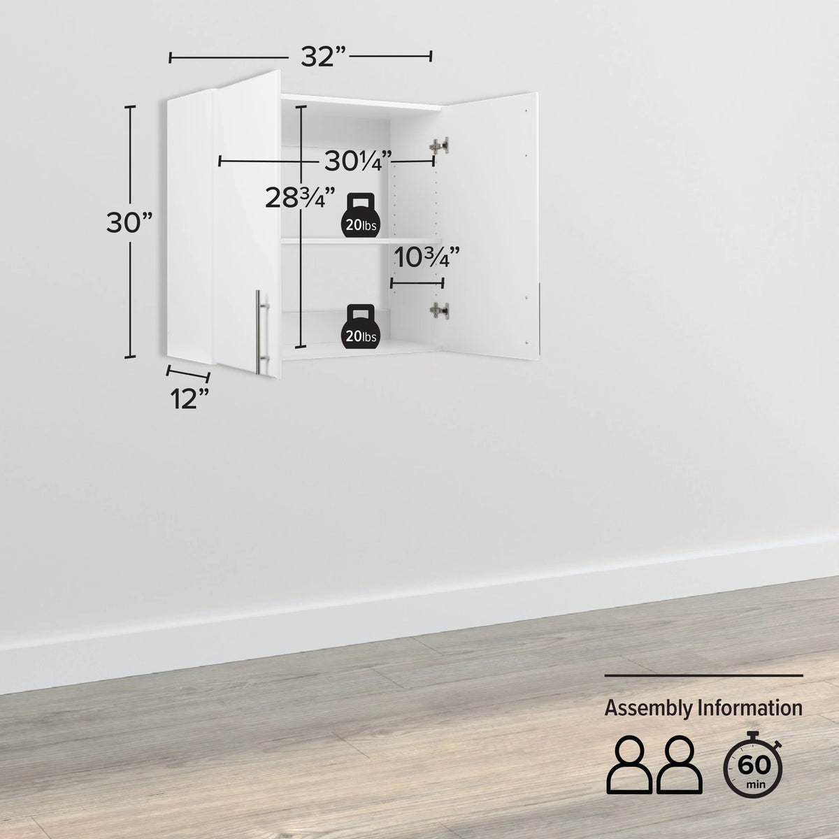 Prepac Elite 32" Wall Cabinet, White