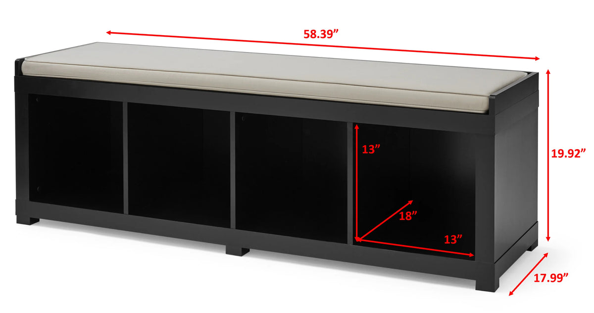 Better Homes & Gardens 4-Cube Shoe Storage 58.39" Bench, Weathered