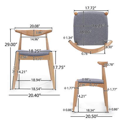 GDF Studio Virgil Mid Century Modern Fabric Upholstered Dining Chairs, Set of 2, Charcoal and Walnut