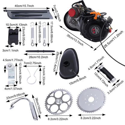 Aiqidi Full Set 100CC 4-Stroke Bicycle Engine Kit Gas Motorized Motor Bike Modified Engine Conversion Kit Chain Drive 3HP 3600Rpm