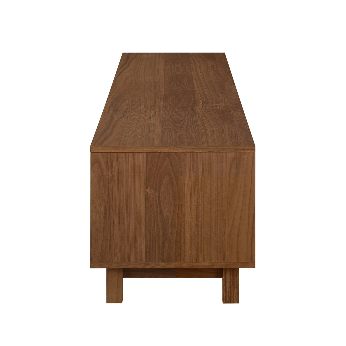 Walker Edison Mid-Century Modern Reeded 2-Door TV Stand for TVs up to 80��, Coastal Oak