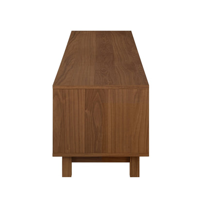 Walker Edison Mid-Century Modern Reeded 2-Door TV Stand for TVs up to 80��, Coastal Oak