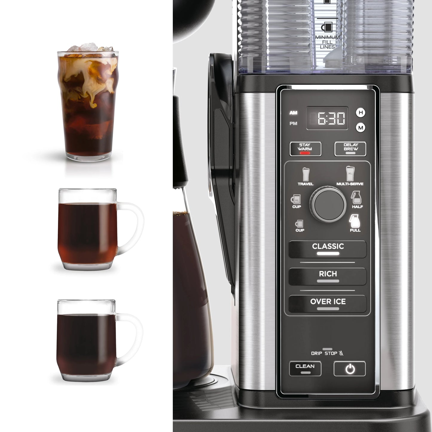 Ninja Hot & Iced Coffee Maker, Single Serve to 10 Cup Carafe, Drip, Rapid Cold Brew, CM360 Black